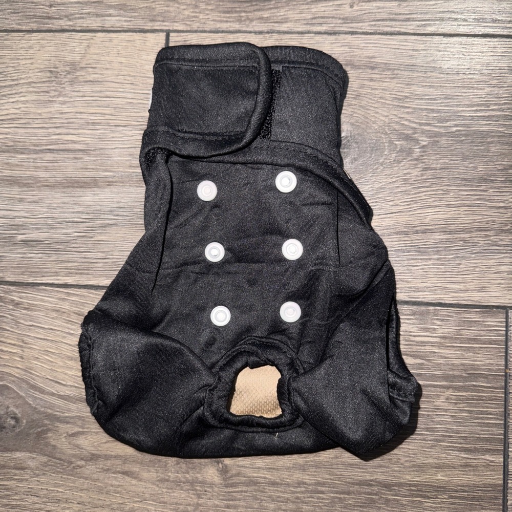 Grecle Washable Dog Diaper Medium Black Reusable Adjustable Pet Wrap Snaps